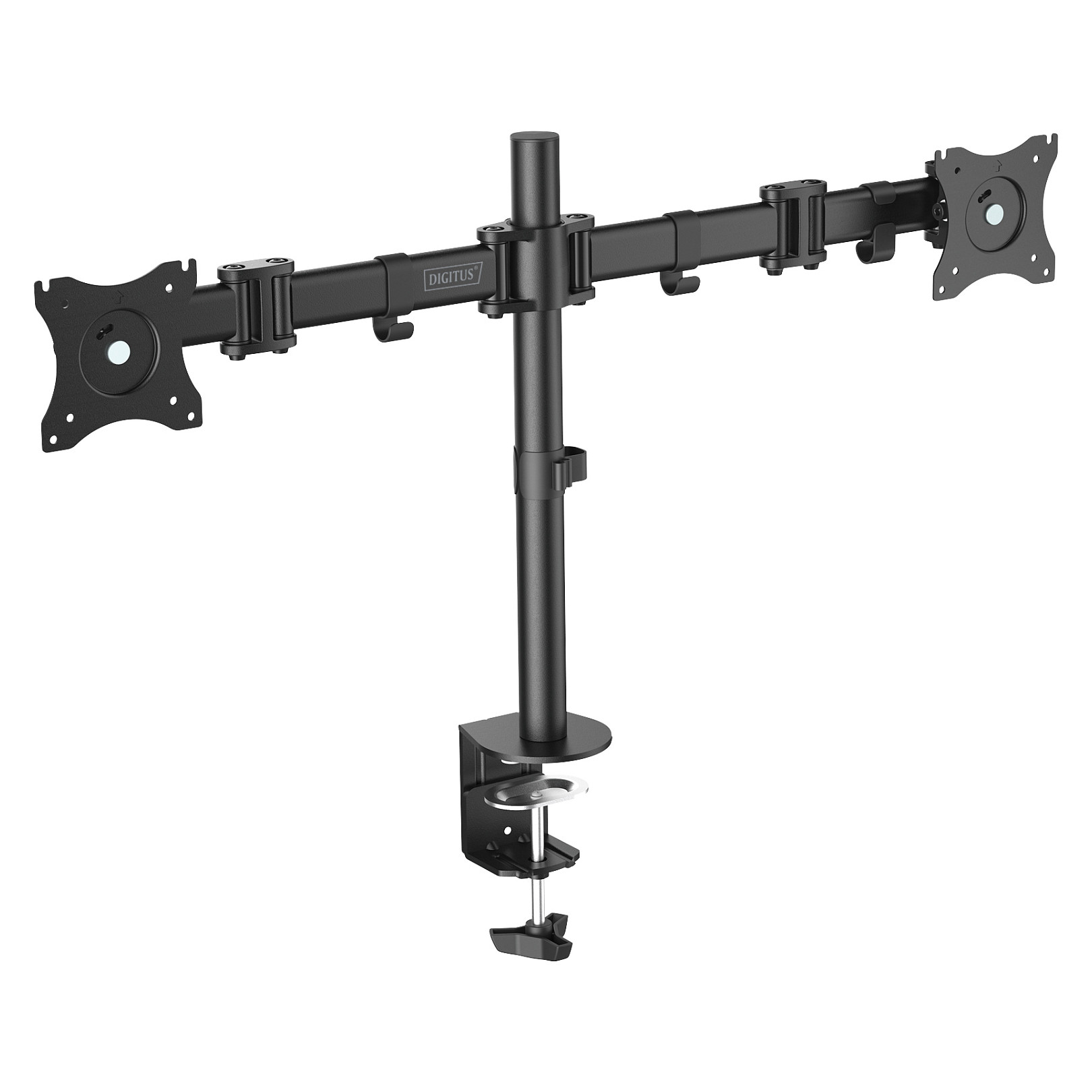 Mbajtëse për Monitor DIGITUS / 15″–27″ / deri në 16 kg / për 2 Monitorë / Lartësi të Rregullueshme - Zezë