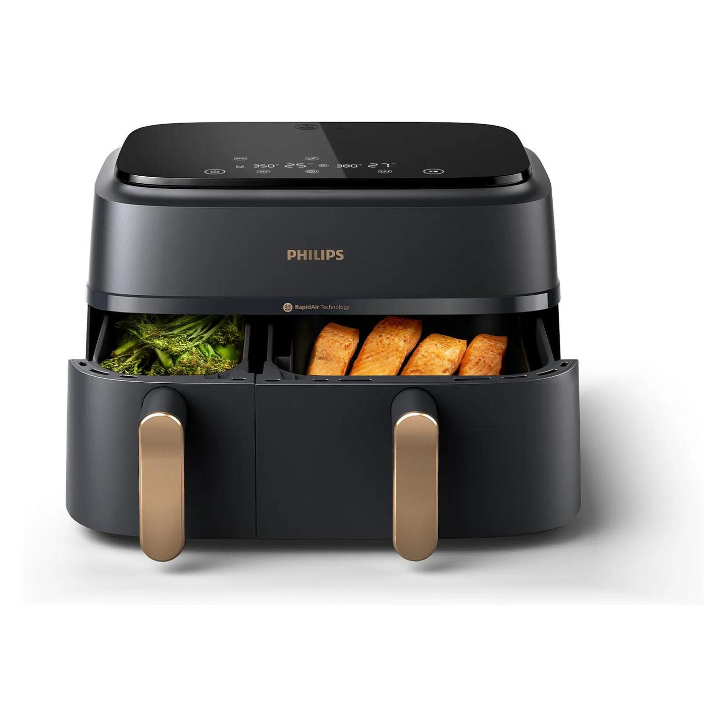 Fryer Philips 3000 Series Dual Basket / NA352/00 / 9L / 2750W / 2 Sirtarë / 8 Programe / 40–200°C / RapidAir Plus / Sync / Copy – Gri/Bakër - 5