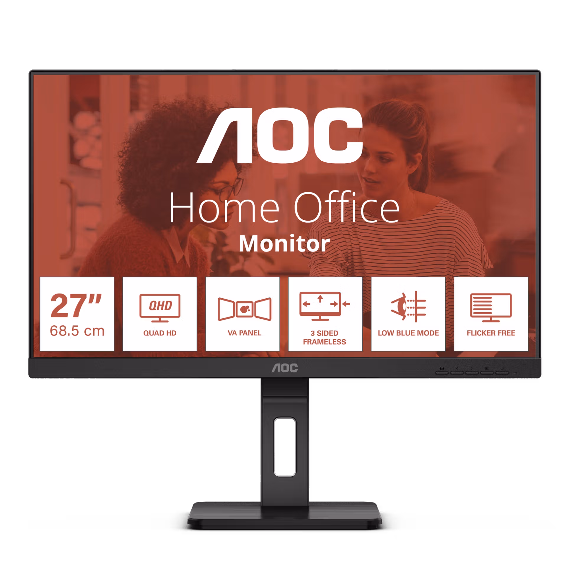 Monitor AOC Q27E3UMF / 27" / QHD VA / 75Hz / 4ms / HDMI+DisplayPort+USB-Hub - Zezë