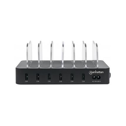 Stacion Karikimi USB Manhattan 102254 / 6x USB-A / 5V 2.4A / 50W / Smart IC / Tregues LED - Zezë - 3