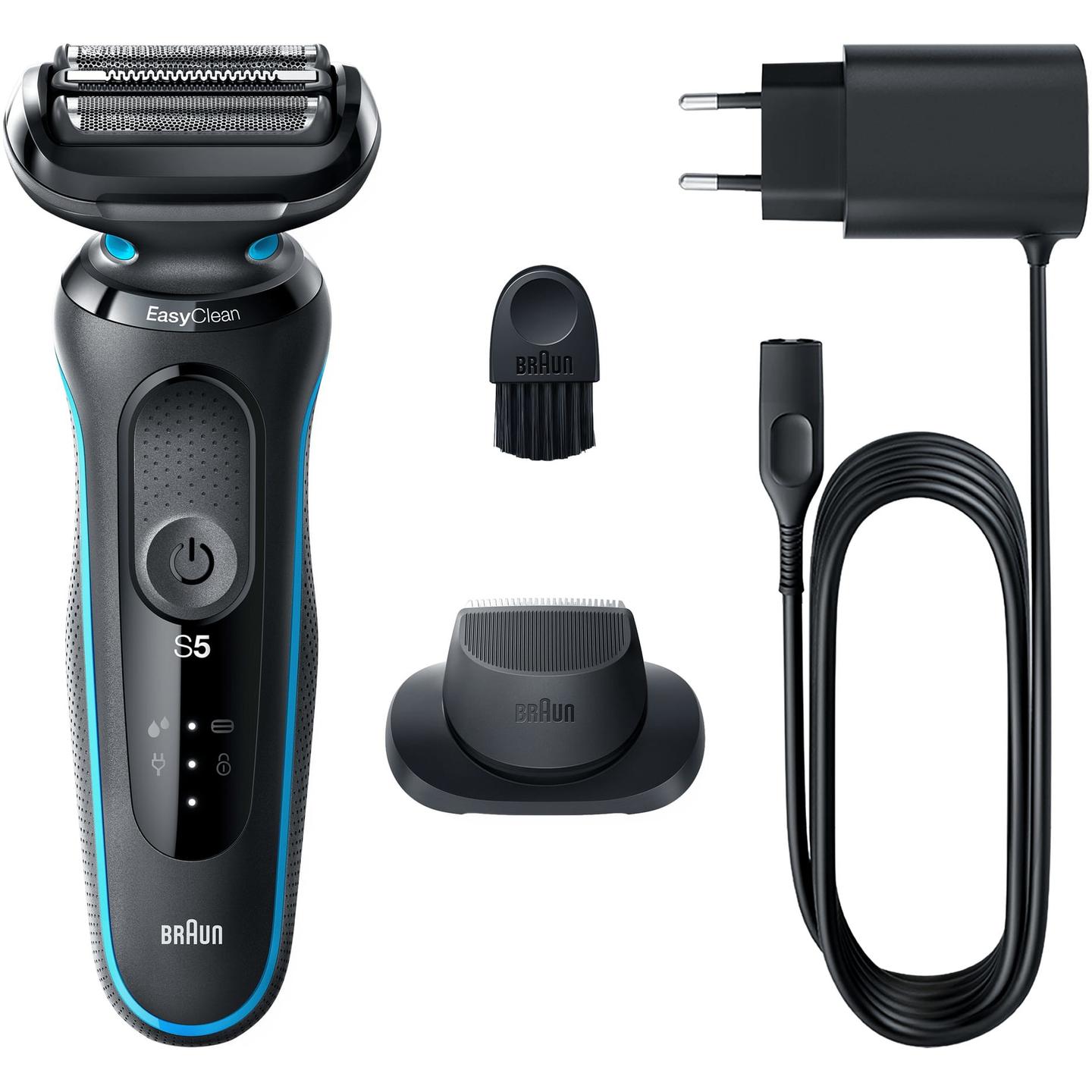 Makinë e rrojës Braun Series 5 51-M1200s, 3 elemente rroje, AutoSense, Wet & Dry, 50 minuta - Zezë/Blu