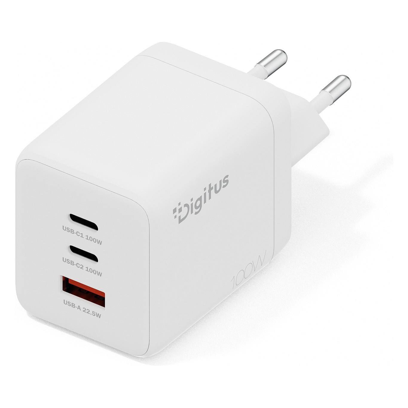 Adapter Digitus DA-10304 / 100W / GaN / 2x USB-C + 1x USB-A / Fast Charging - Bardhë
