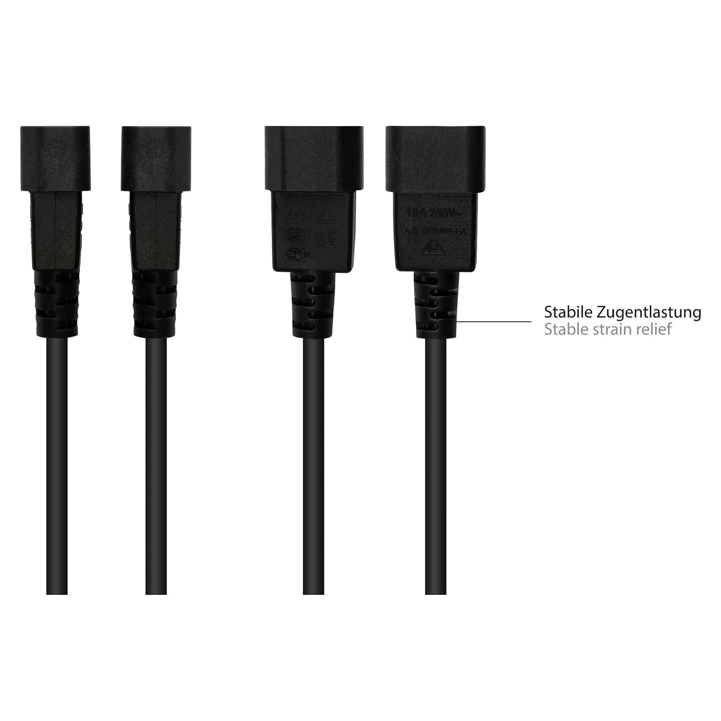 Kabllo për Furnizim me Energji ALCASA P1450-S050 / IEC C14-C15 / H05V2V2-F / 3x1.00 mm² / 250 V / 10 A / 5m - Zezë - 3