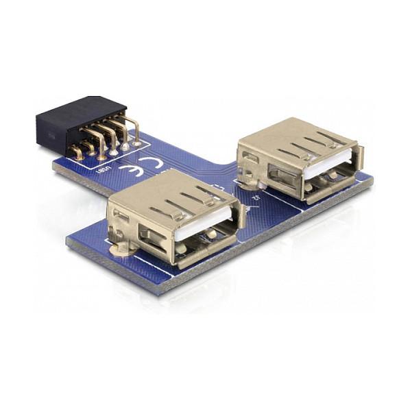 Adapter USB DeLOCK 41824, 9-Pin 2.54 mm në 2x USB 2.0 Type-A Femër