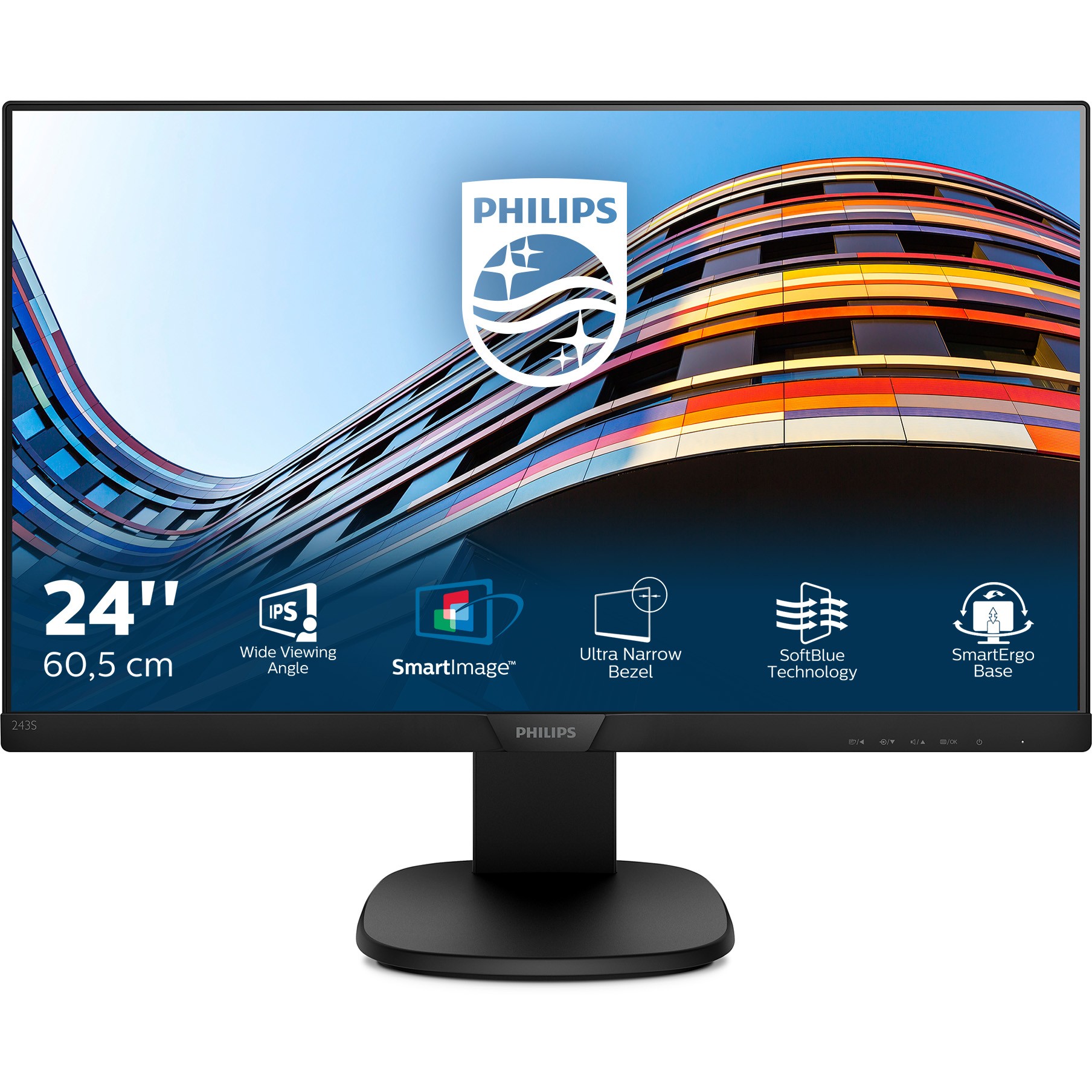 Monitor Philips S-line 243S7EHMB / 23.8" / Full HD IPS / 60Hz / 5ms / HDMI+VGA - Zezë