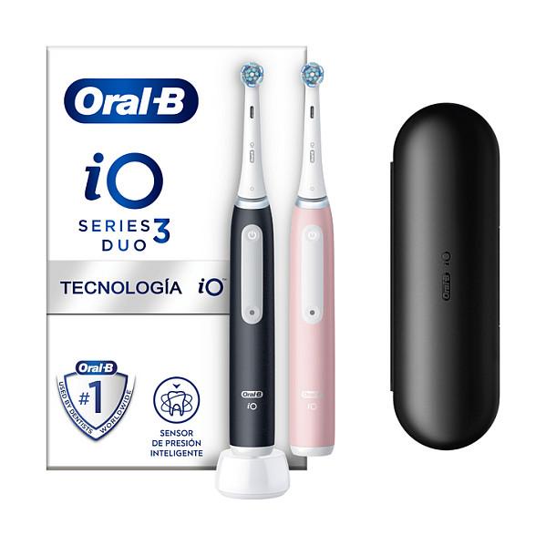 Furçë Dhëmbësh Elektrike Oral-B iO Series 3N Duo, 2 Doreza, 3 Programe Pastrimi, Sensor Presioni, Kohëmatës 2-Minutësh – Zezë , Rozë