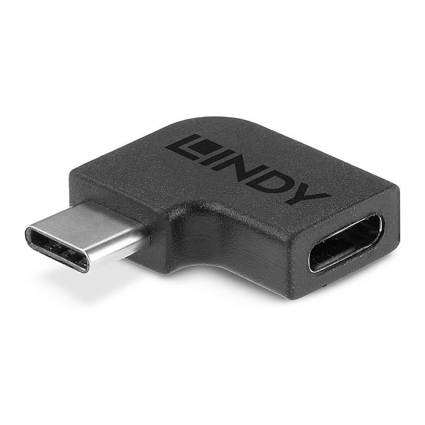 Adapter USB Lindy 41894 / USB-C Male në USB-C Female / USB 3.2 Gen 2x2 / 20 Gbit/s / Right Angle - Zezë - 5