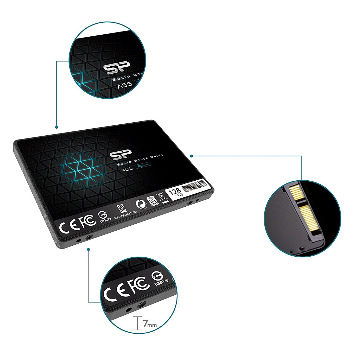 SSD të Brendshme Silicon Power A55 2.5" / 128GB / SATA III / 3D NAND TLC - 6