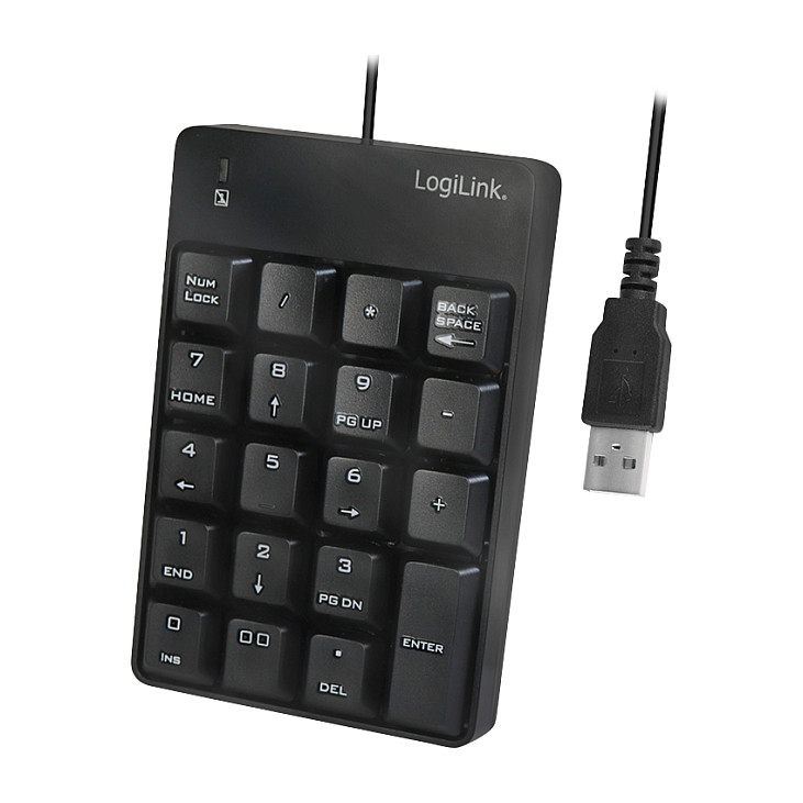 Tastierë Me kabllo LogiLink ID0184 / Numeric Keypad / USB-A / Plug & Play / 1.6 m - Zezë