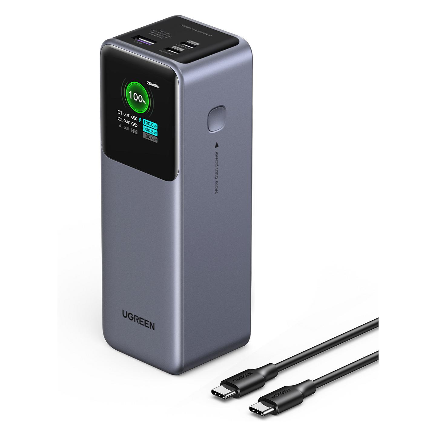 Powerbank Ugreen / 25.000mAh / 200W / USB-C + USB-A / Ekran TFT – Gri - 2