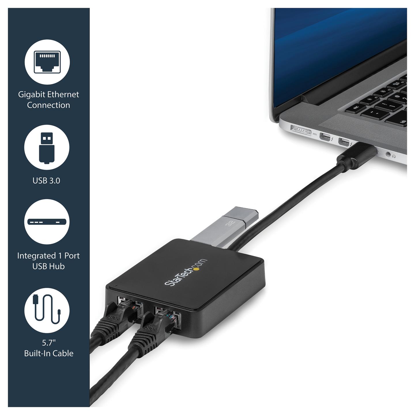 Adapter Rrjeti USB StarTech.com USB32000SPT, USB-A 3.0, 2x Gigabit LAN RJ45, 10/100/1000Mbps, 1x USB-A 3.0 Pass-Through, ASIX AX88179A + VIA VL817 - Zezë - 9