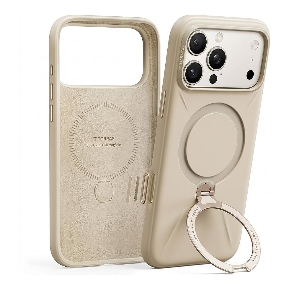 Case për Telefon TORRAS Ostand Spin Series / Apple iPhone 17 Pro Max / PC + TPU / MagSafe / Mbajtëse 360° - Transparente
