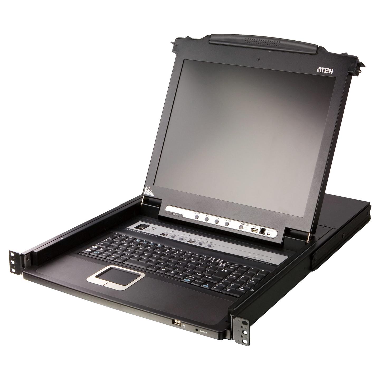 KVM Switch ATEN CL5708MW, 8 Porta VGA, Ekran LCD 17.3" Full HD, Tastierë dhe Touchpad të Integruar, USB dhe PS/2, Rackmount 1U - Zezë