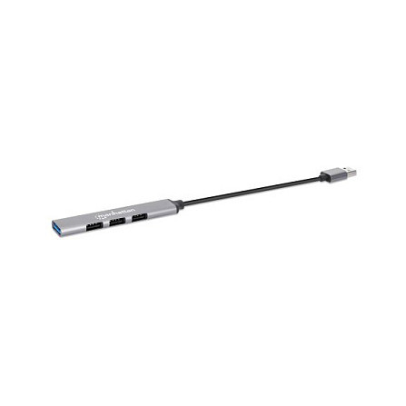 HUB Manhattan / 4‑Port / USB‑A / 3x 480 Mbit/s + 1x 1 Gbit/s / USB‑A Male - 3