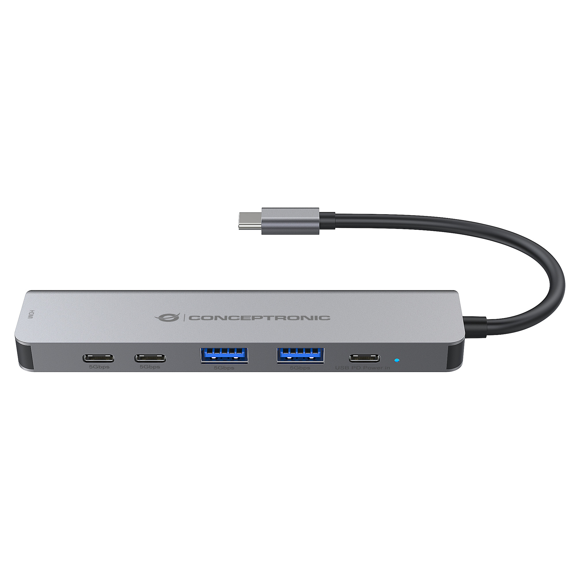 Hub Udhëtimi CONCEPTRONIC 6-në-1 USB-C në HDMI/2xUSB-A/2xUSB-C - Hiri - 4