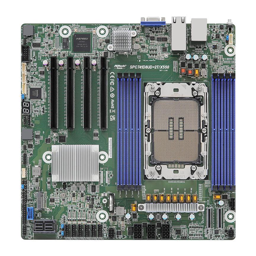 Pllakë Amë MB Intel ASRock Rack SPC741D8UD-2T/X550, LGA4677, C741, DDR5, Deep Micro-ATX, 8x DIMM, 4x PCIe 5.0 x16, 2x 10GbE