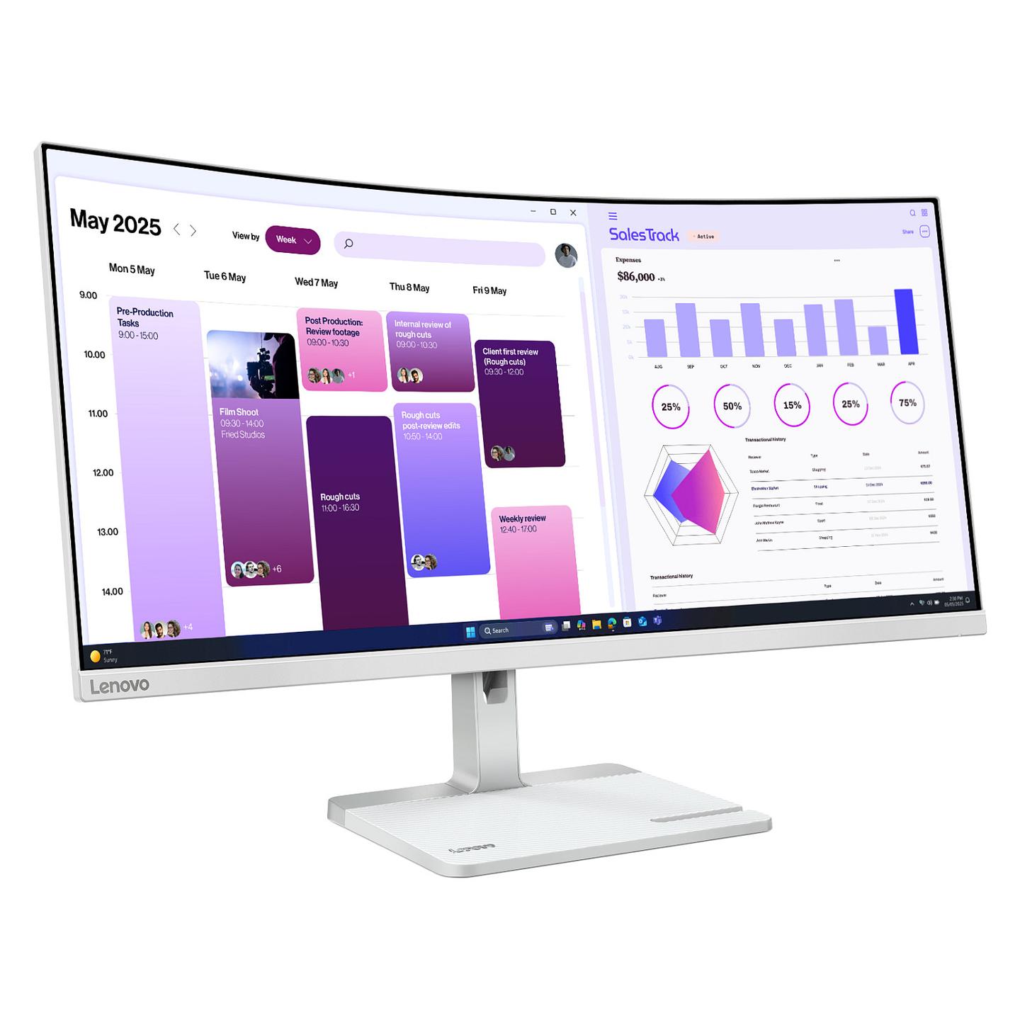 Monitor Lenovo L34W-4C, 34", WQHD VA Curved, 120Hz, 1ms, 2xHDMI+DP - Hiri - 4