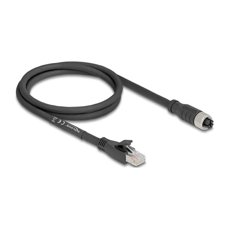 Kabllo për Rrjet DeLOCK 80589 / Cat 5e / S/FTP / M12 X-coded 8-pin Femër → RJ-45 Mashkull / 1m - Zezë - 2