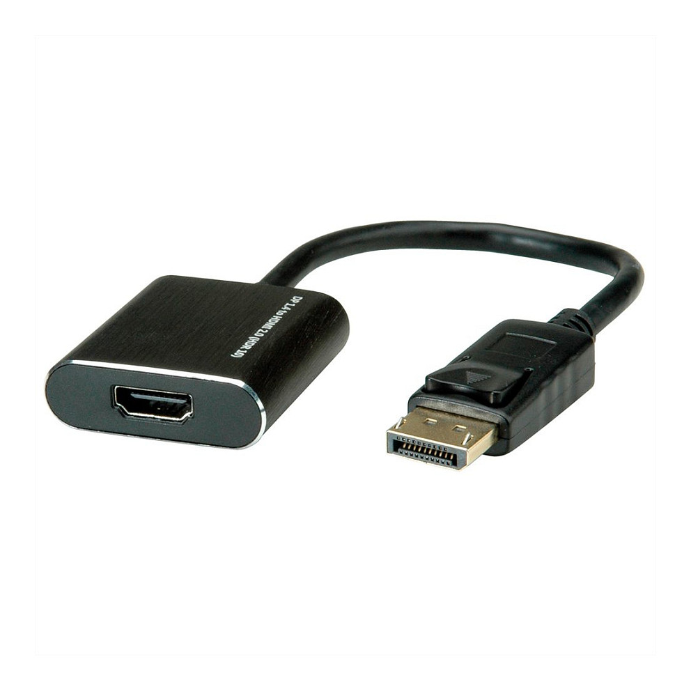 Adapter ROLINE 12.03.3164 / DisplayPort në HDMI / 4K 60Hz / HDR10 / 0.15m - Zezë