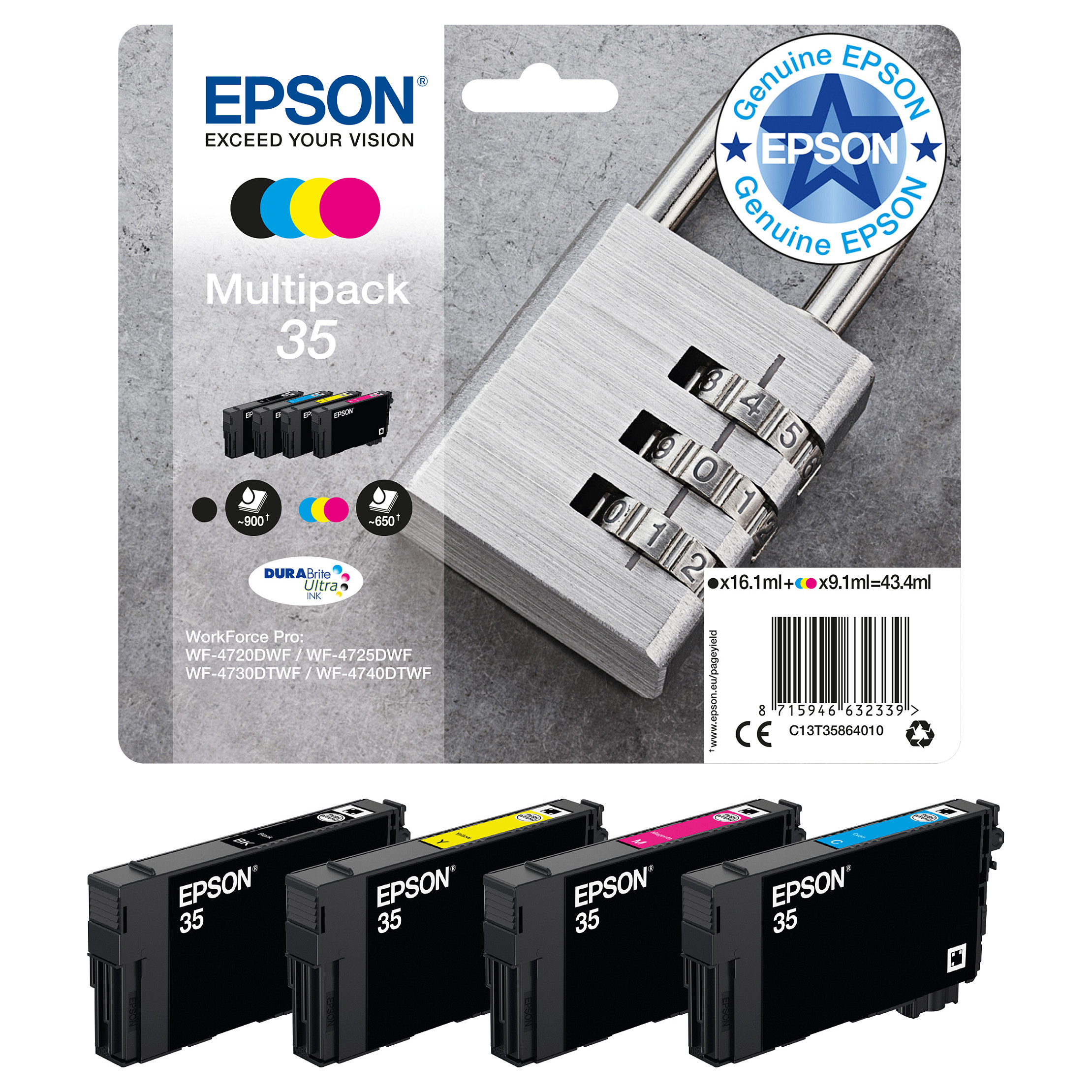INK / Epson / C13T35864010  / 650 faqe / 4er Multipack – Zezë-Blu-Rozë-Verdhë - 1