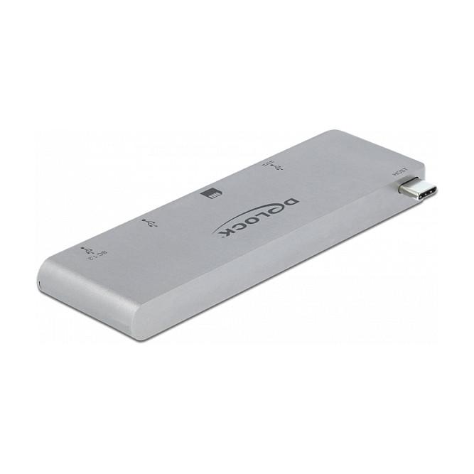 Hub DeLOCK 64078, USB-C Mashkull, 2x USB-A 5Gbps, USB-C PD 100W, SD, MicroSD, USB-C i Tërheqshëm - Gri - 1