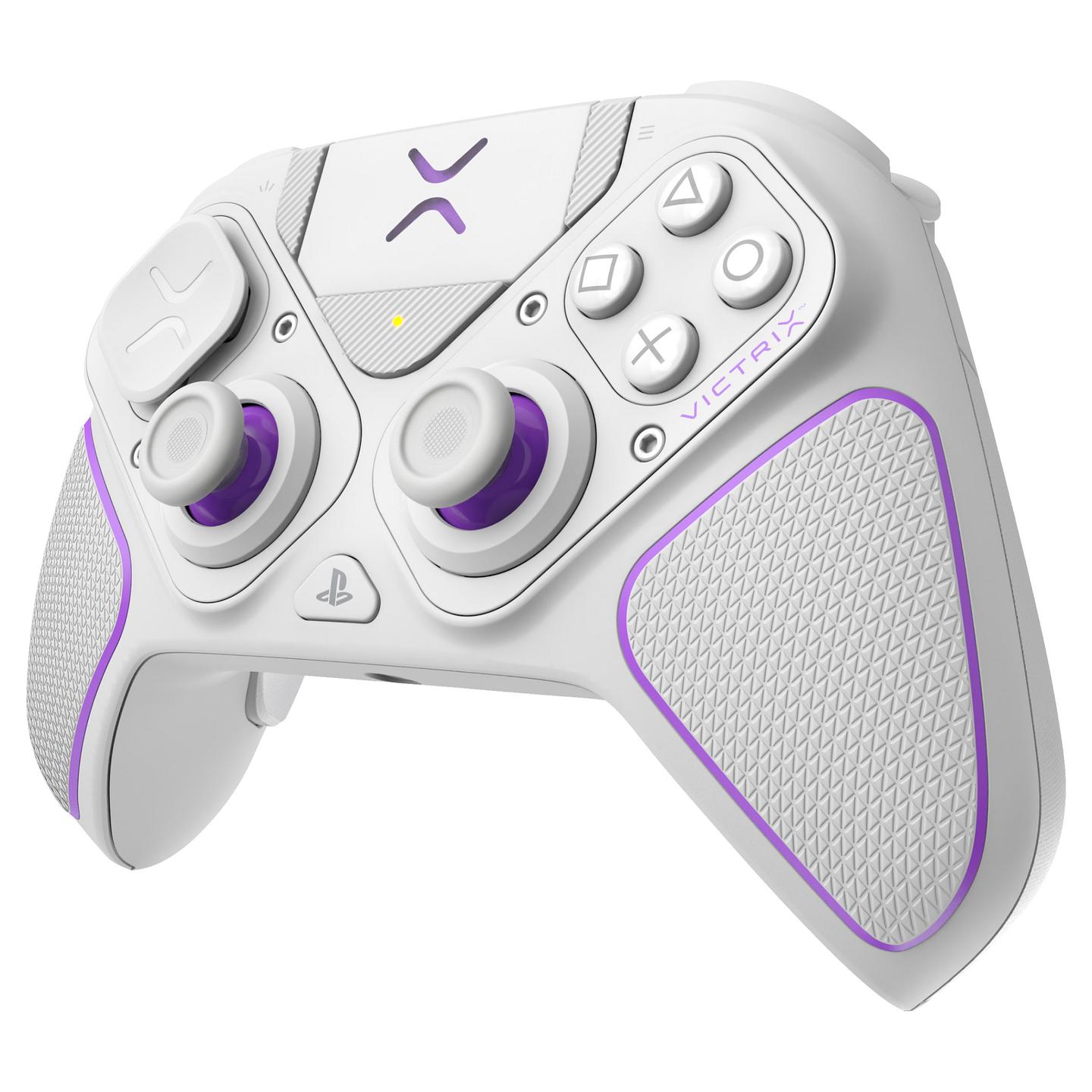 Kontroller Gaming PDP Victrix Pro BFG / 052-002-WH / Wireless + USB-C / PS5, PS4 & PC / Modular / 2000 mAh / 20 orë – Bardhë/Vjollcë - 4
