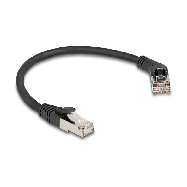 Kabllo për Rrjet DeLOCK 80487, RJ45 mashkull 45° djathtas në RJ45 mashkull, Cat.6A S/FTP, 0.25 m - Zezë