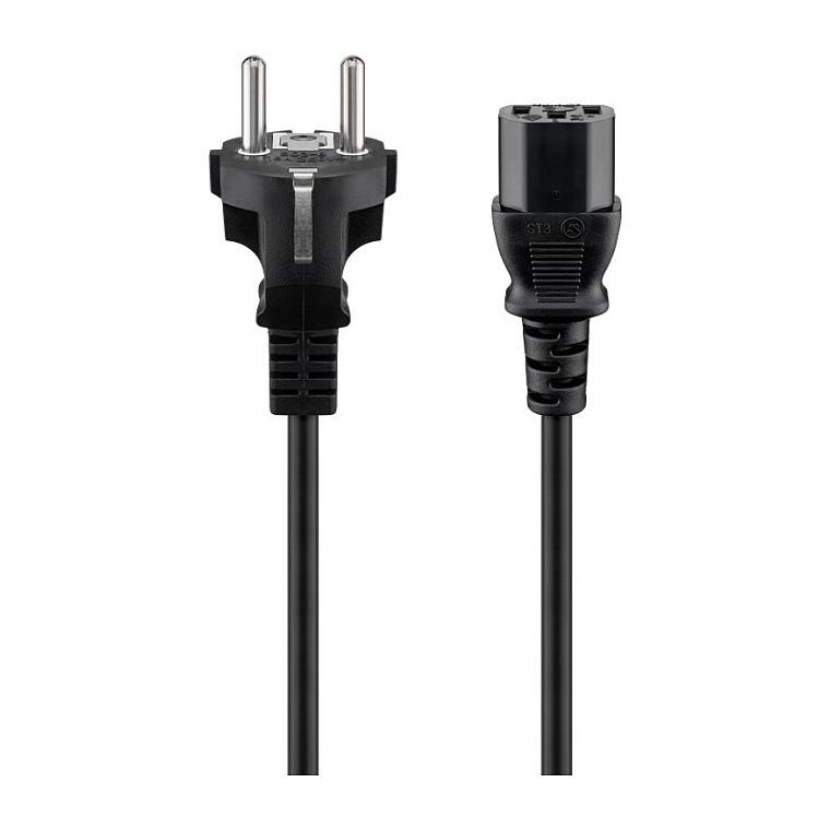 Kabllo për Furnizim me Energji Goobay 50098 / CEE 7/7 - C13 / H05VV-F3G / 3x0.75 mm² / 250 V / 10 A / 2m - Zezë - 1