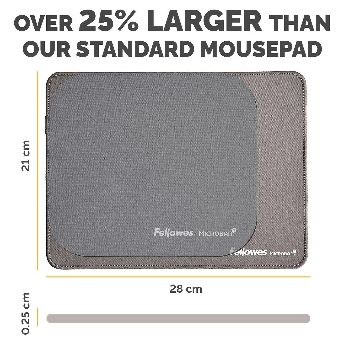 Mauspad Fellowes Breyta XL / 280 × 210 mm / Microban / Bazë kundër rrëshqitjes – Gri - 3
