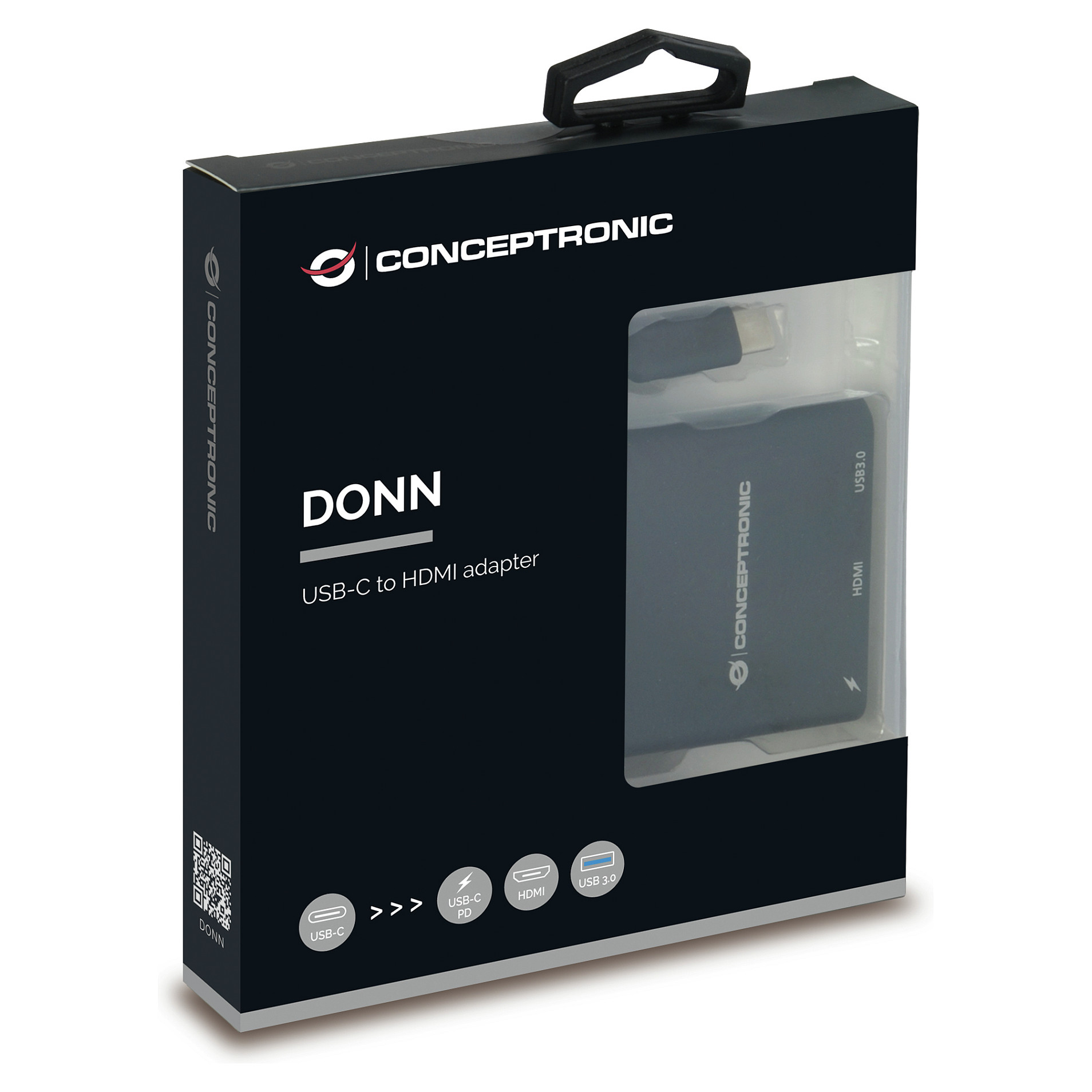 Hub Udhëtimi CONCEPTRONIC 3-në-1 USB-C në HDMI/USB-A 60W PD - Zezë - 4