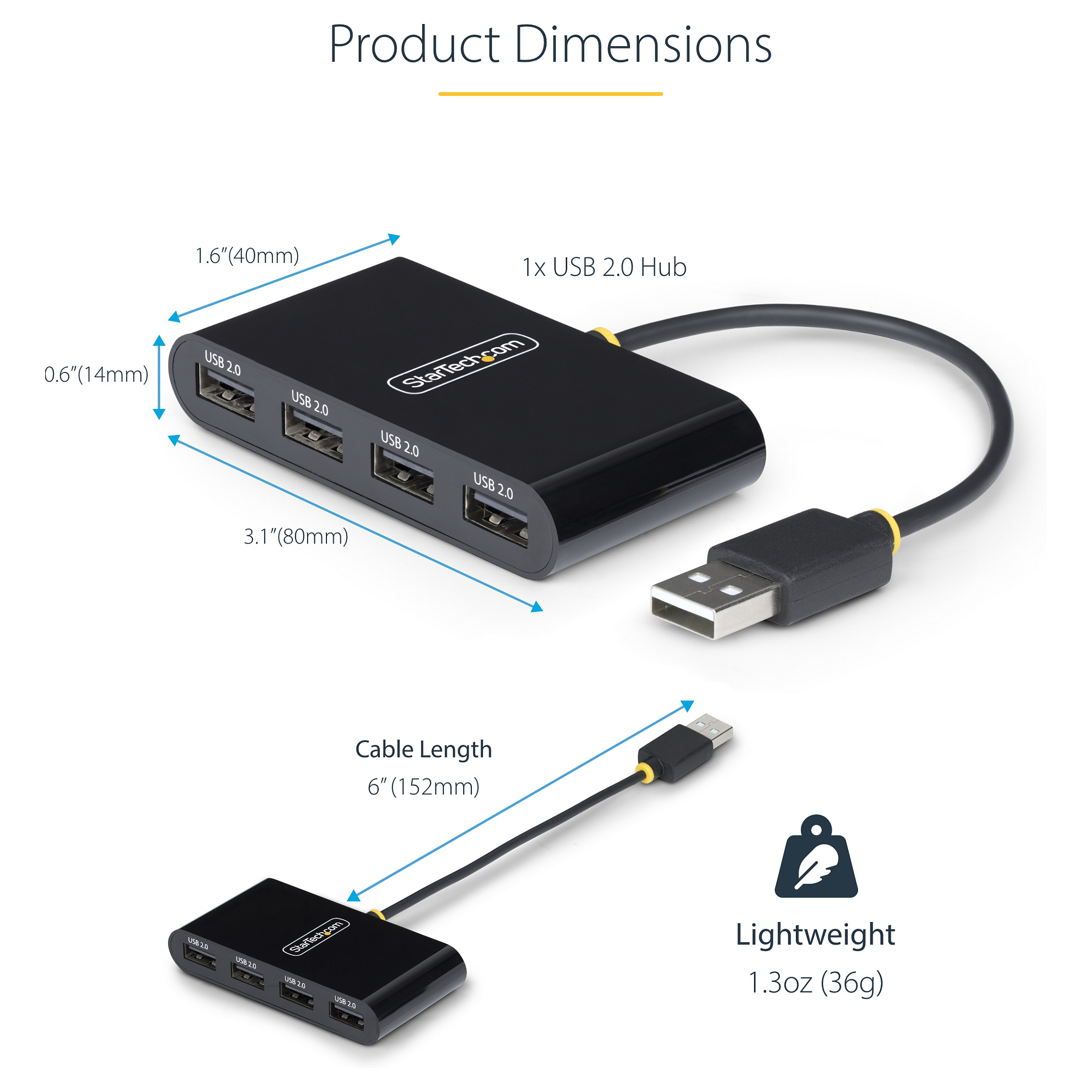 Hub StarTech ST4200MINI2 USB-A to 4x USB-A - 12