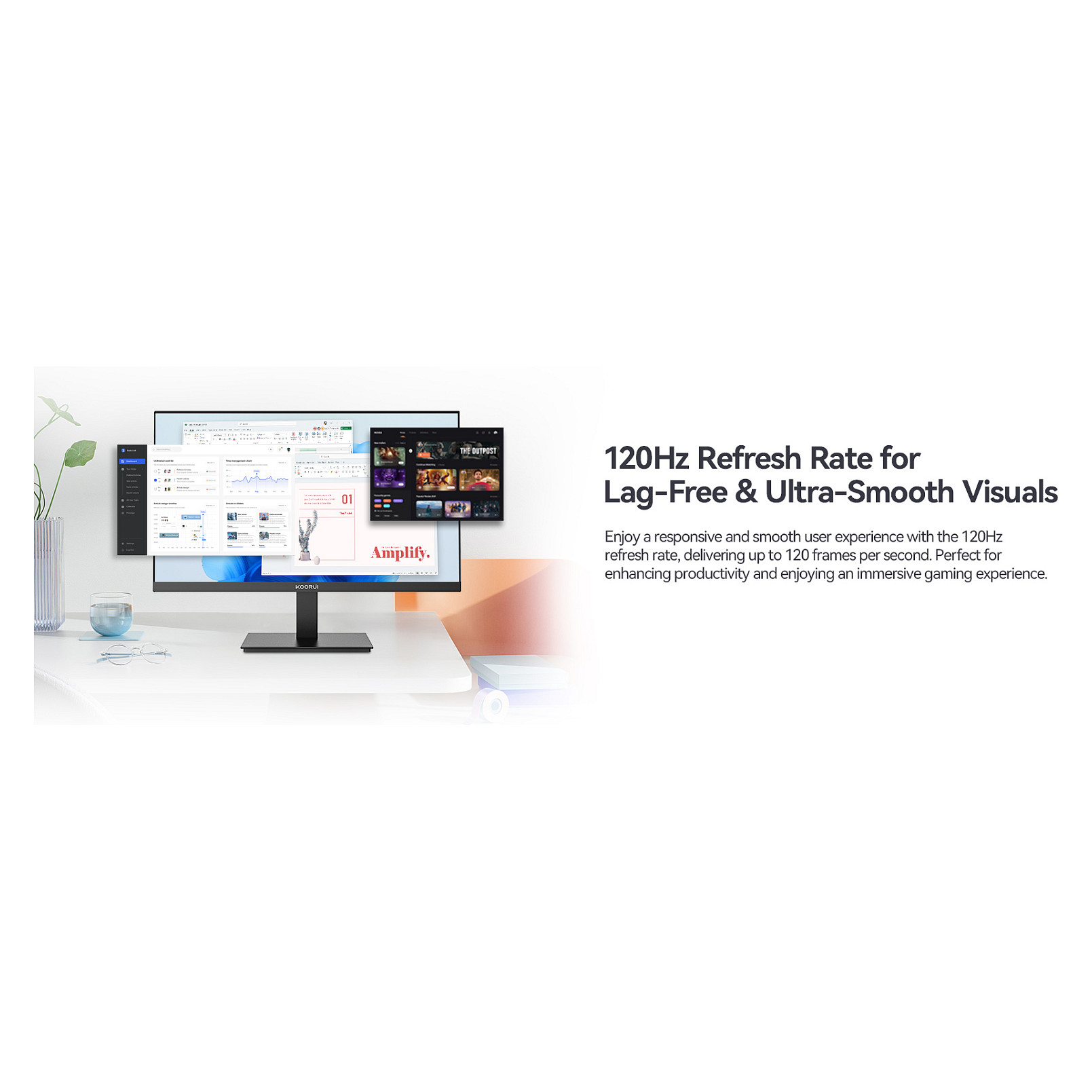 Monitor KOORUI E2411H / 23.8" / Full HD IPS / 120 Hz / 6 ms / HDMI+VGA - Zezë - 13