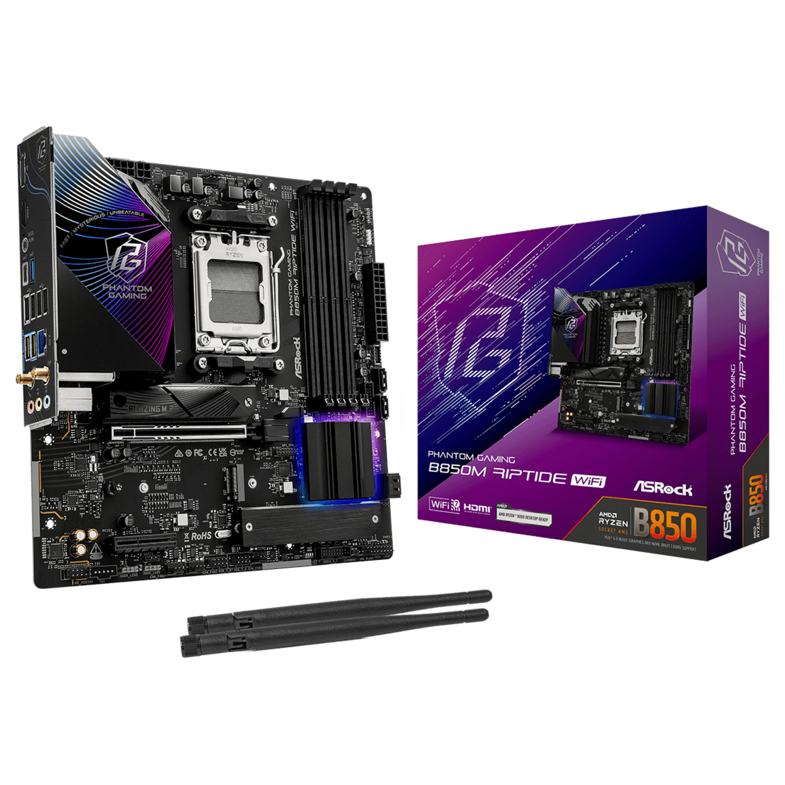 Pllakë Amë ASRock B850M Riptide WiFi AM5 mATX HDMI/DP DDR5 - 1