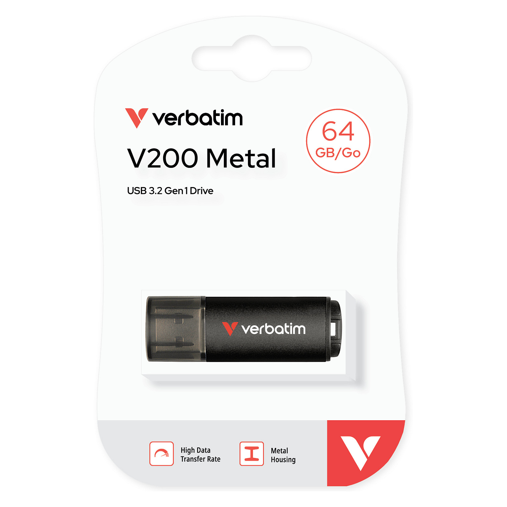 USB Flash Drive / Verbatim V200 Metal / 64 GB / USB 3.2 / r/w 80/200 MB/s / 30211 - 2