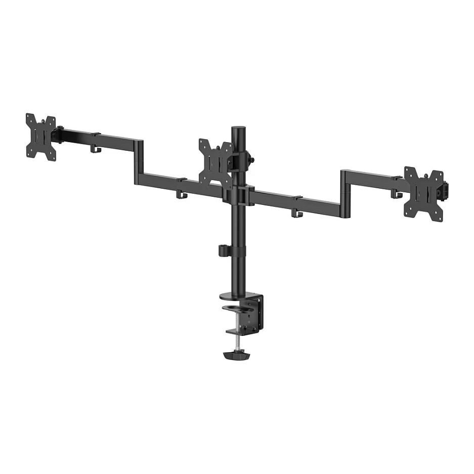 Mbajtëse për Monitor Hama 00220899 / 3 Monitorë / 13–27" / deri 7kg për Monitor / VESA 75x75 & 100x100 / Rotacion 360° - Zezë