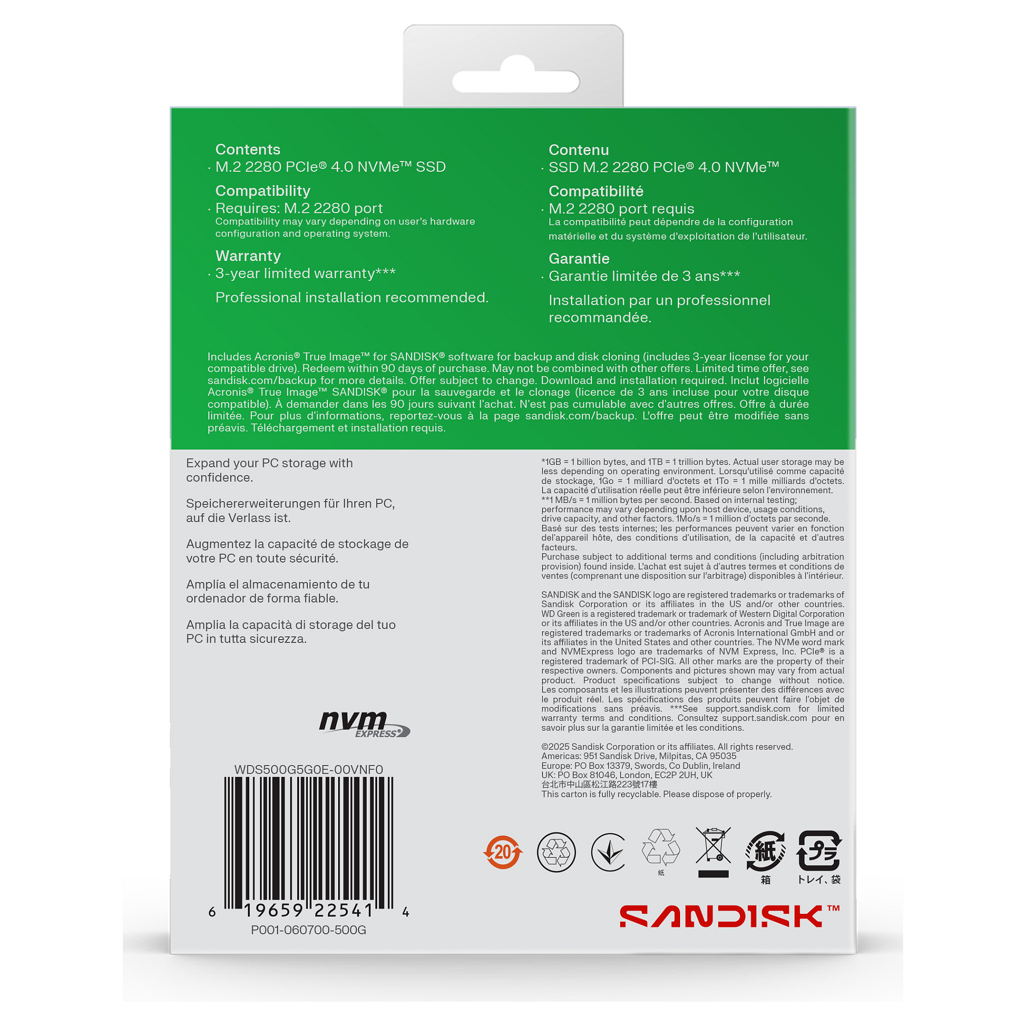 SSD e brendshme M.2 WD Green SN3000 NVMe SSD 500GB 2280 - 7