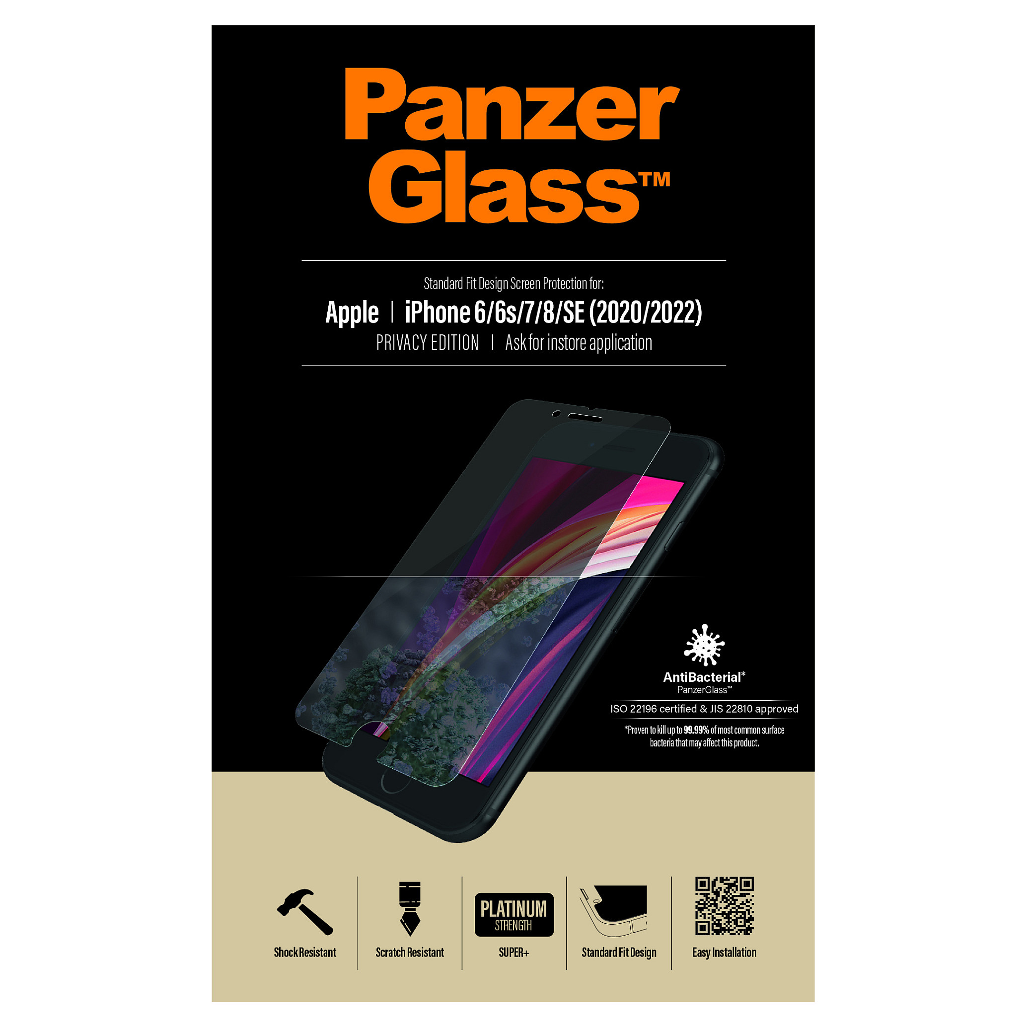 Aksesorë për telefon PanzerGlass / Privacy / Screen Protector / iPhone 6 - 7 - 8 - SE 2020 - SE 2022 - 9