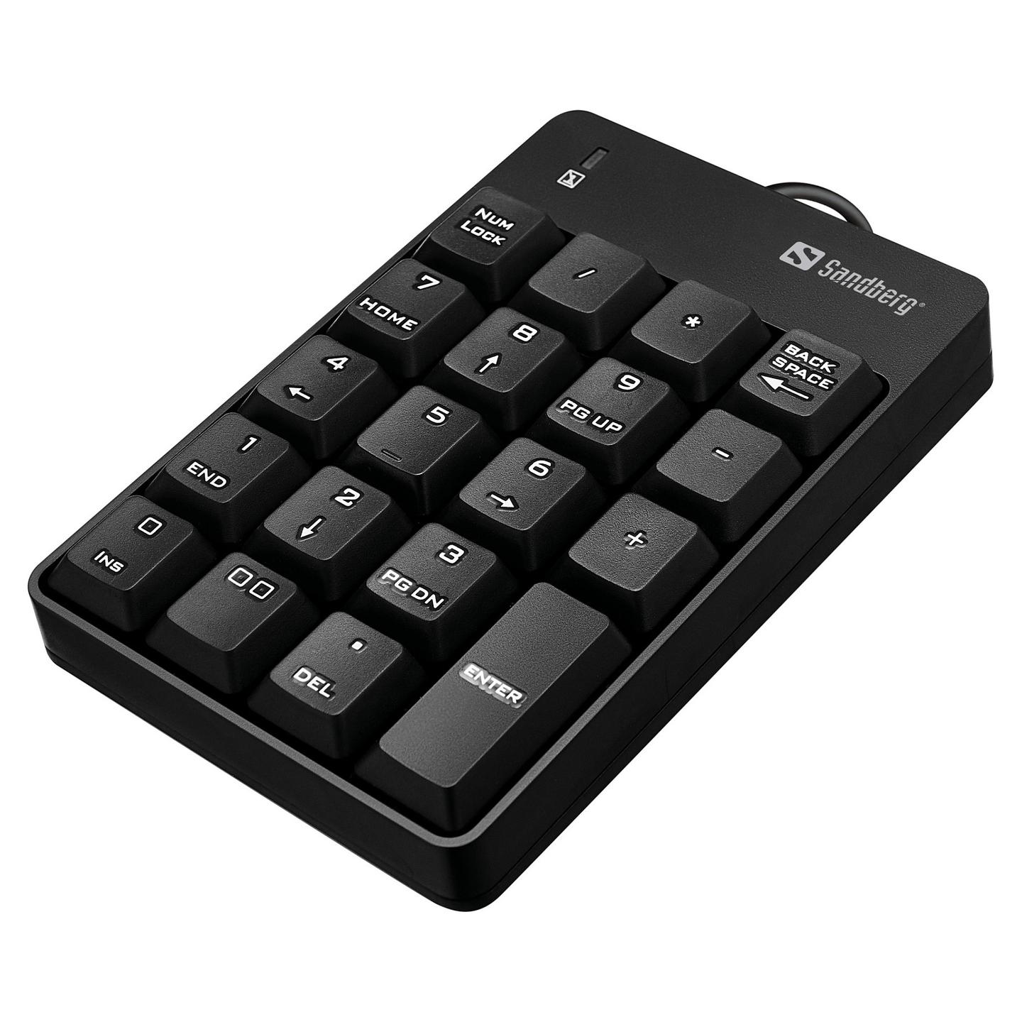Tastierë Numerike me kabllo Sandberg 630-07 / USB / 19 Çelësa / Membrane / 1.5m - Zezë - 1