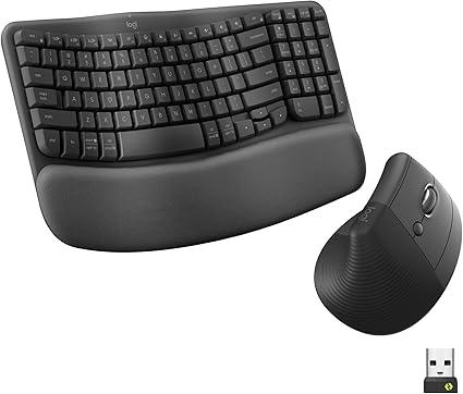 Combo (Tastierë & Maus) Logitech Wave Keys and Lift Combo, Wireless, Plunger, Lift Vertical, 4000DPI, 6 Butona, Bluetooth, Logi Bolt - Grafit