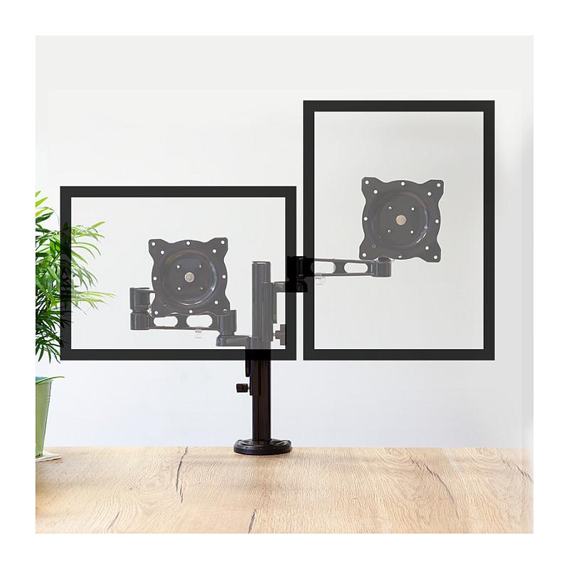 Mbajtëse për Monitor LogiLink BP0038 / 2 Monitorë / 13–26" / deri 8kg për Monitor / VESA 75x75 & 100x100 / Rotacion 360° - Zezë - 4