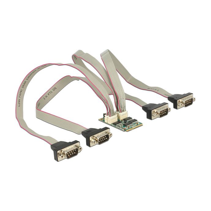 Kartë Zgjerimi Delock 95244, Mini PCI Express 2.0, 4x Serial RS-232 DB9, deri në 921.6Kbps, Exar XR17V354, Full Size - 1