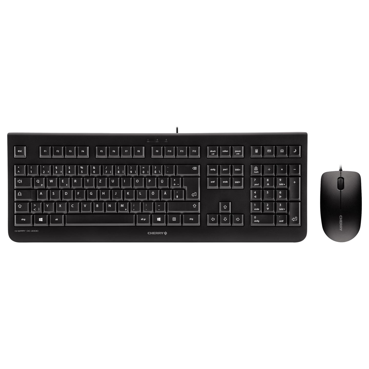 Combo (Tastierë & Maus) CHERRY DC 2000, Wired, USB, Belgjium BE, 1200 DPI, 3 Butona - Zezë