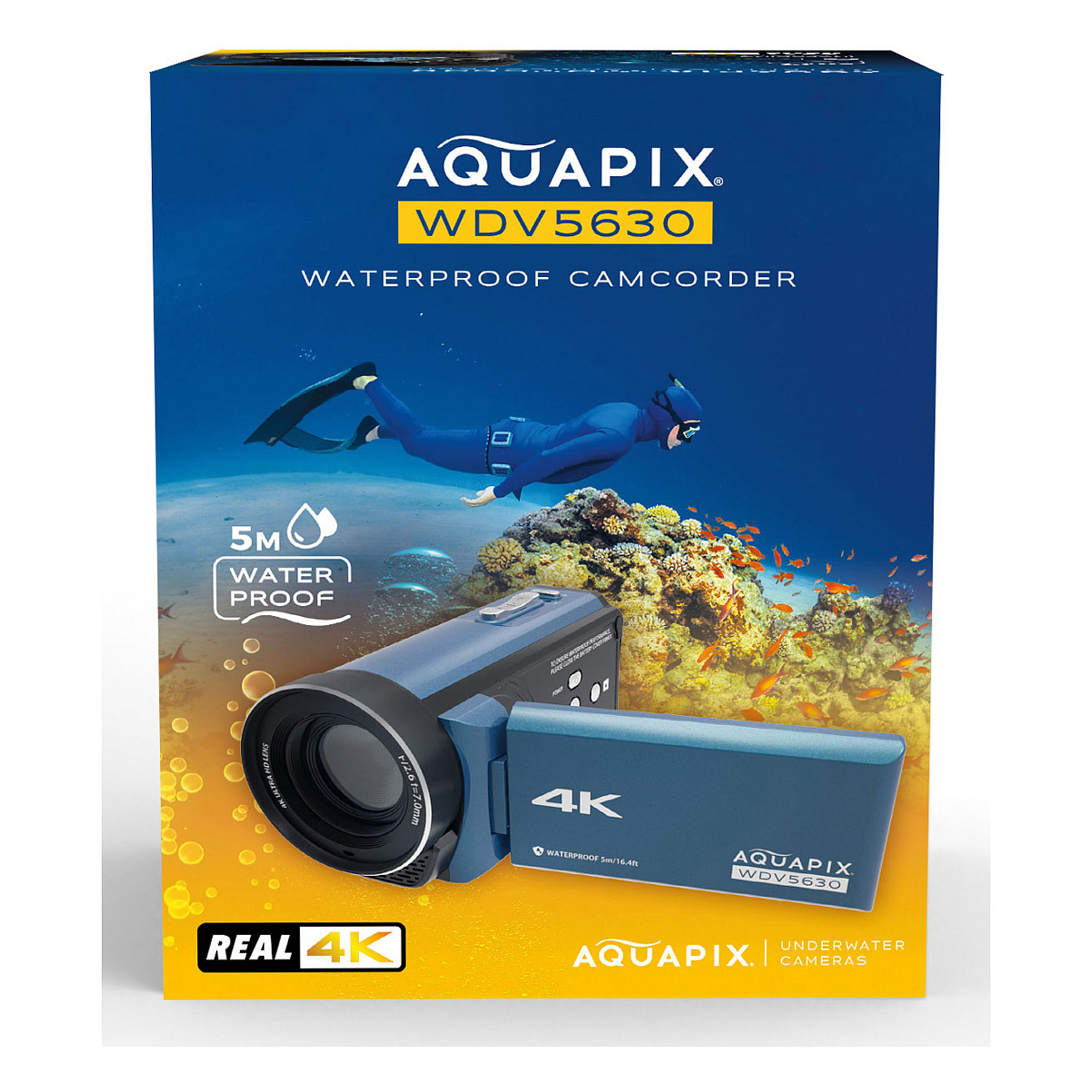 Video Kamera Easypix Aquapix WDV5630 / 13MP / 4K Ultra HD / 60fps / 18x Digital Zoom / 3" LCD / 5m Waterproof - Blu/Zezë - 7