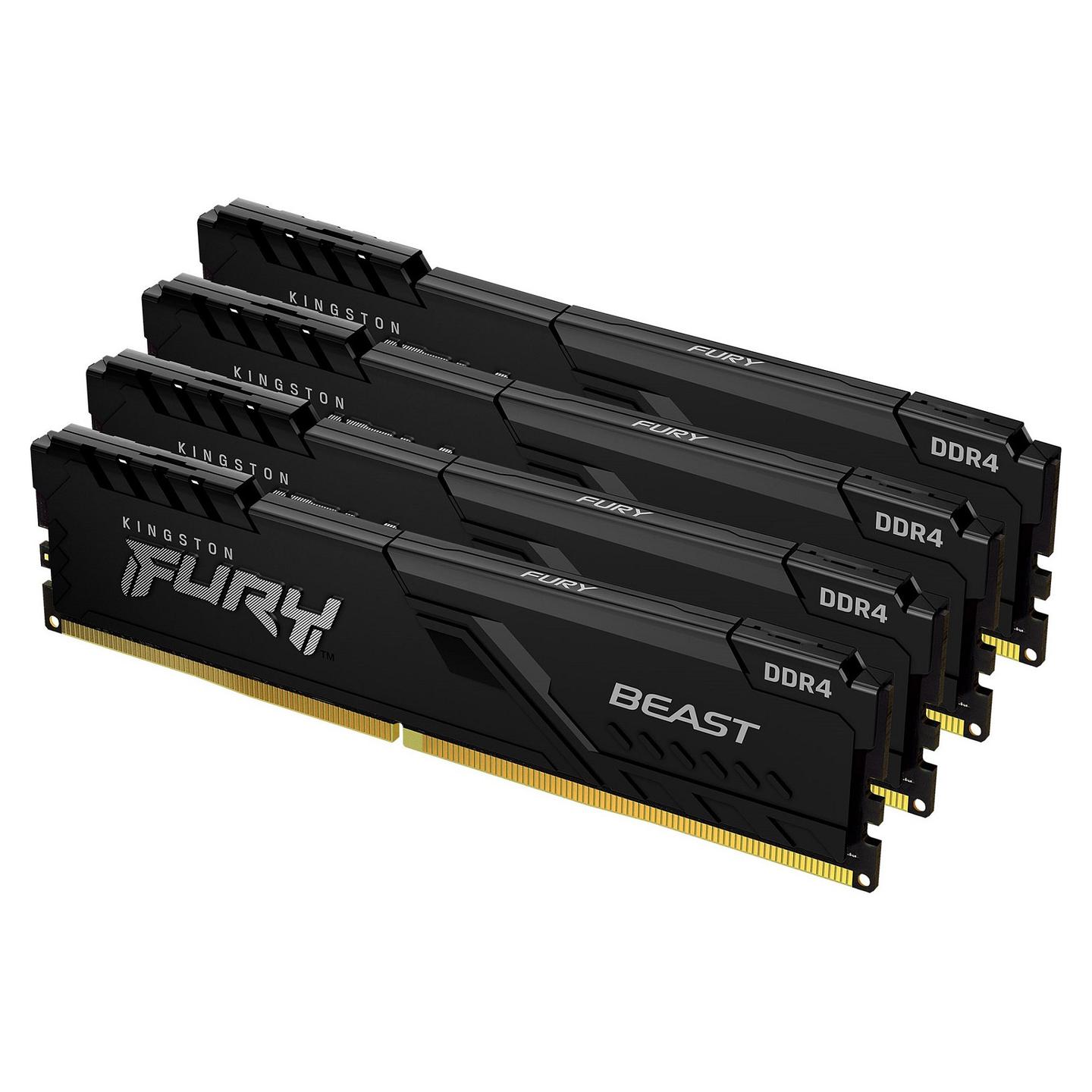 RAM Memorie DDR4 Kingston FURY Beast / 64GB (4x16GB) / DIMM / 3600MHz / CL18 / 288-pin - Zezë