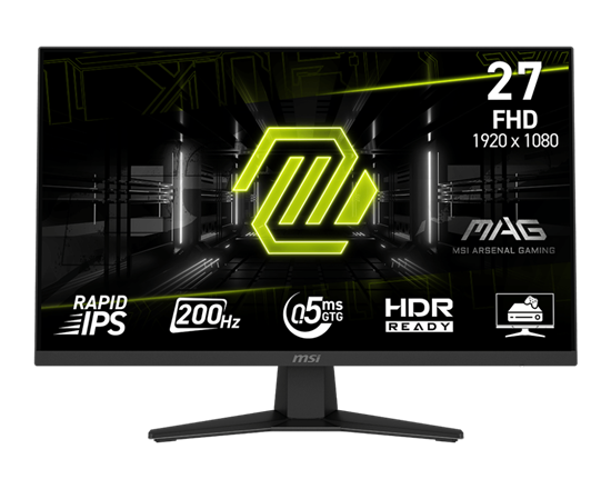 Monitor Gaming MSI MAG 274F / 27" / FHD Rapid IPS / 200Hz / 0.5ms / HDMI + DisplayPort - Zezë