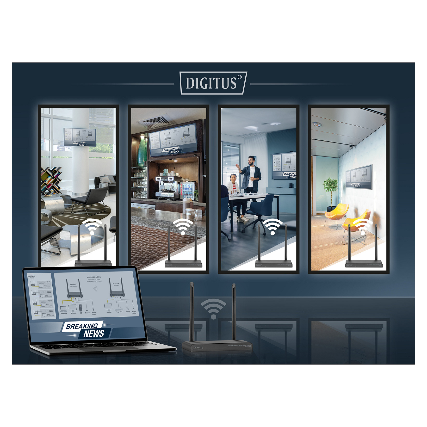Extender DIGITUS Wireless HDMI Set / 150m / 4K/30Hz - 2
