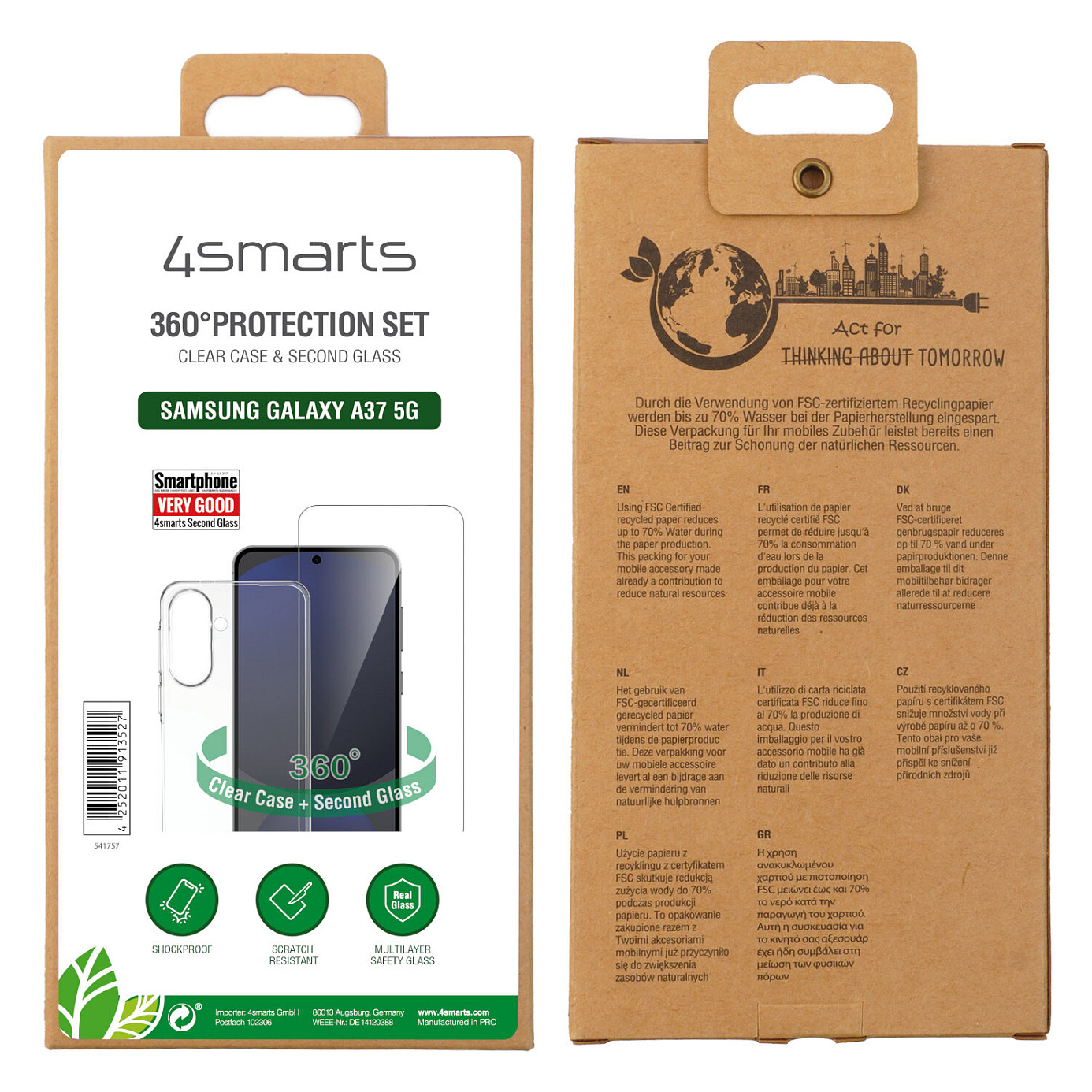 Aksesorë për telefon 4smarts 541757 / Case + Mbrojtëse për ekran / Samsung Galaxy A37 5G / 360° Protection Set - Transparente - 5