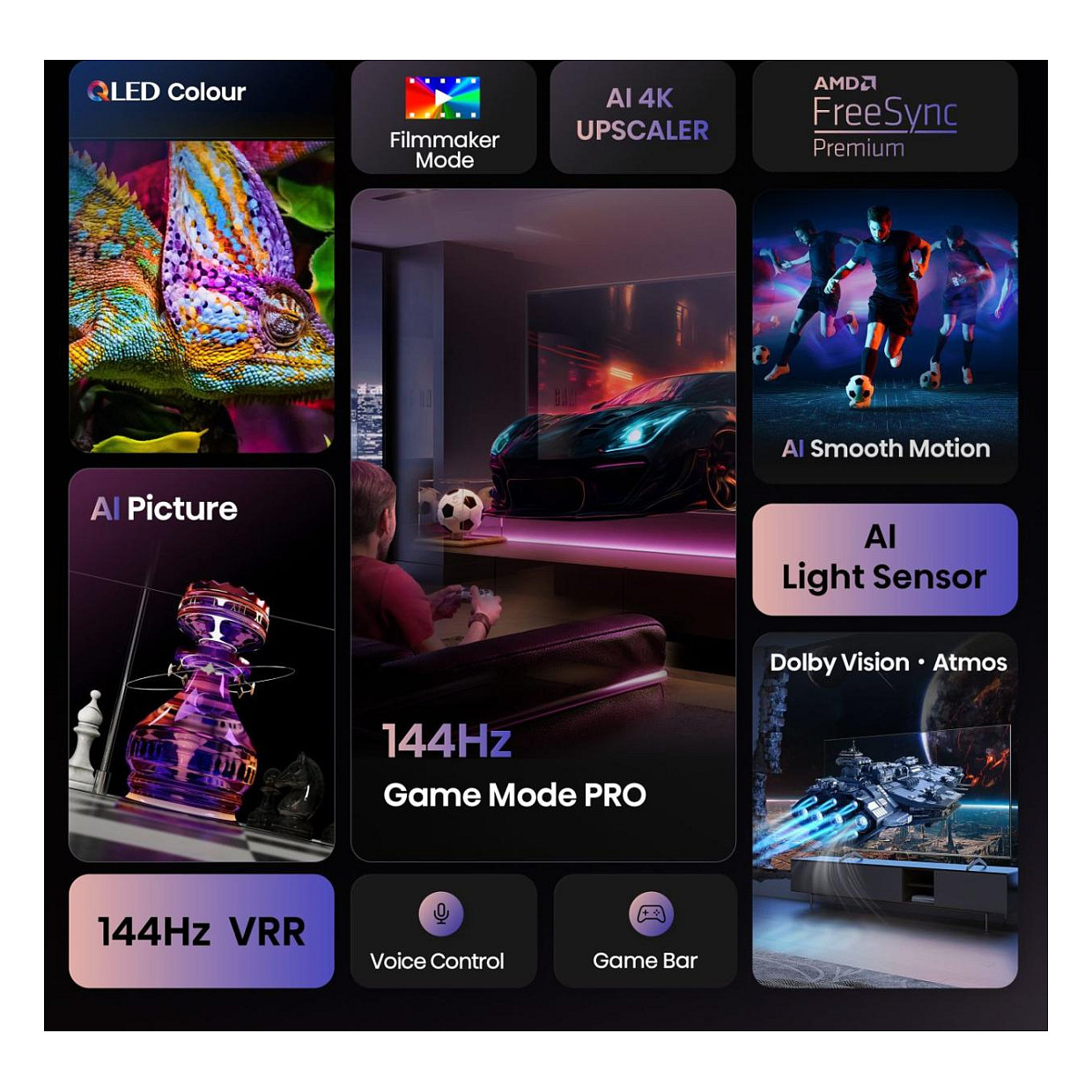 Smart TV Hisense 85E77Q PRO / 85"/ 4K Ultra HD / QLED / 144Hz / HDMI+USB - Zezë - 4