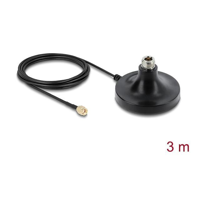 Aksesor për rrjet Delock 81491, Bazë Magnetike për Antenë, N Female në RP-SMA Male, ULA100, 3m, IP67 - Zezë - 2