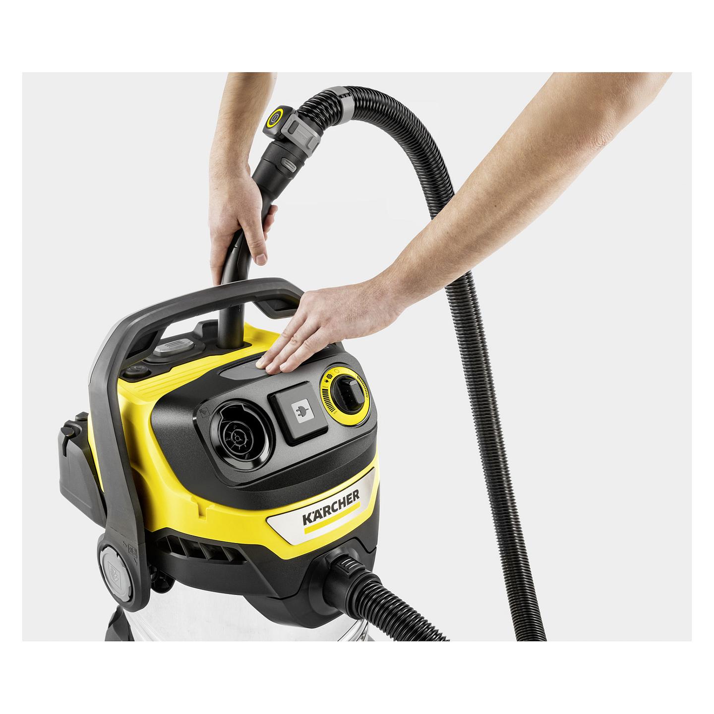 Fshesë Elektrike Kärcher WD 7 Control P S 30/6/35/T, 1400W, 30L, Thithje e Thatë dhe e Lagësht, Kontroll Bluetooth, Pastrim i Filtrit – Verdhë/Argjend/Zezë - 3